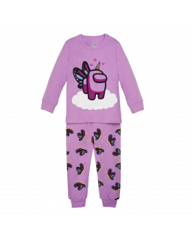PIYAMA ANAK LENGAN PANJANG 4T - 12T - Among us purple butterfly	