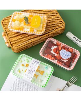 10pcs Korean Dessert Box Plaid Persegi Panjang