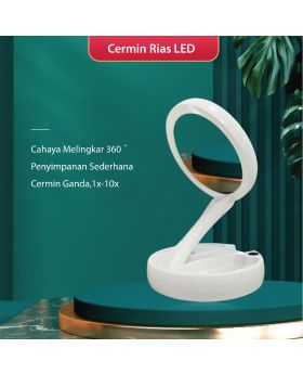 Cermin LED Lipat Kaca Rias Makeup USB Pembesar