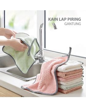 Kain Lap Piring Dapur Serap Air - 25x25cm - Lap Gantung