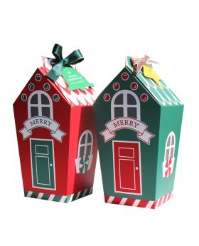 Kotak Permen/Coklat Box Natal Red Green House Xmas
