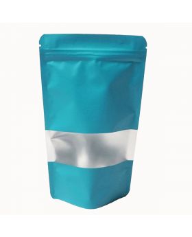 STANDING POUCH ZIPLOCK PLASTIK KLIP MAKANAN WINDOW METALIZE (satuan)- Turquoise