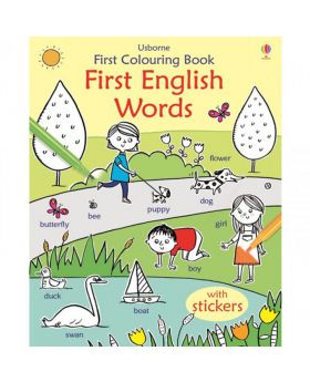 FIRST COLOURING BOOK WITH STICKERS: FIRST ENGLISH WORDS