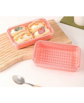 10pcs Korean Dessert Box Plaid Persegi Panjang