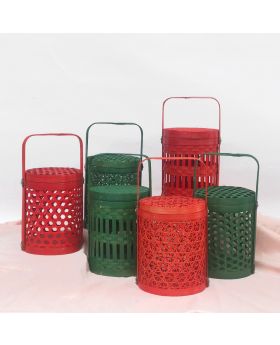 Keranjang Bambu Natal Imlek 3 Toples dengan Tutup