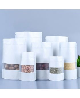 STANDING POUCH ZIPLOCK PLASTIK KLIP MAKANAN WINDOW METALIZE (satuan)- PUTIH